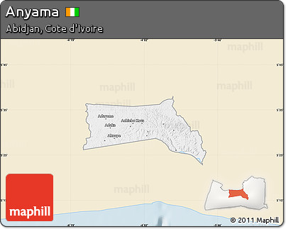 Classic Style Map of Anyama, single color outside
