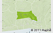 Physical Map of Anyama, lighten