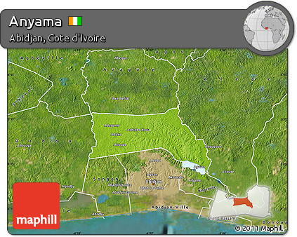Physical Map of Anyama, satellite outside