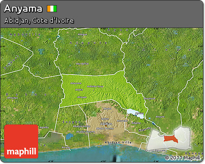 Physical Map of Anyama, satellite outside