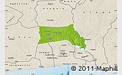 Physical Map of Anyama, shaded relief outside