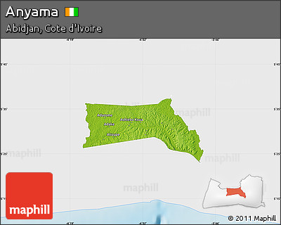 Physical Map of Anyama, single color outside