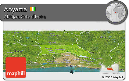 Physical Panoramic Map of Anyama, satellite outside