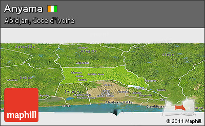 Physical Panoramic Map of Anyama, satellite outside