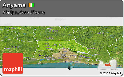 Physical Panoramic Map of Anyama, satellite outside