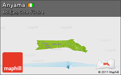 Physical Panoramic Map of Anyama, single color outside