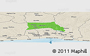 Political Panoramic Map of Anyama, shaded relief outside
