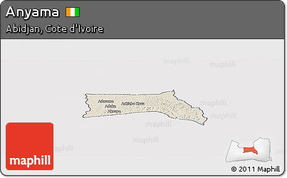 Shaded Relief Panoramic Map of Anyama, cropped outside