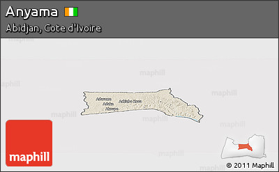 Shaded Relief Panoramic Map of Anyama, cropped outside