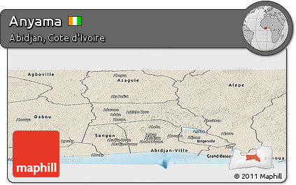 Shaded Relief Panoramic Map of Anyama