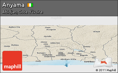 Shaded Relief Panoramic Map of Anyama