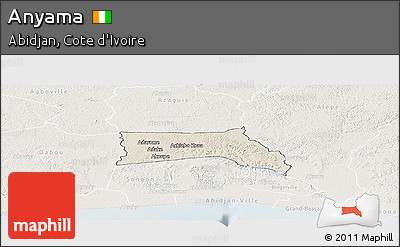 Shaded Relief Panoramic Map of Anyama, lighten