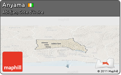 Shaded Relief Panoramic Map of Anyama, lighten