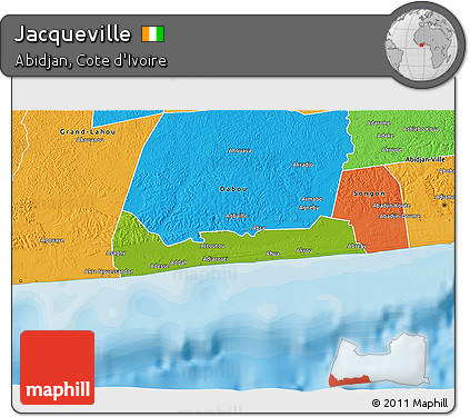 Physical 3D Map of Jacqueville, political outside
