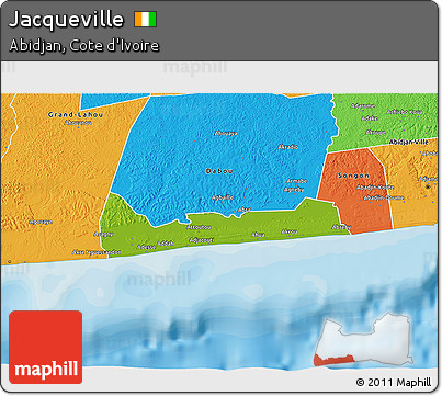 Physical 3D Map of Jacqueville, political outside