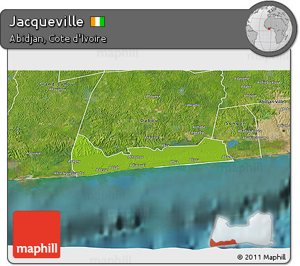 Physical 3D Map of Jacqueville, satellite outside