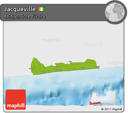 Physical 3D Map of Jacqueville, single color outside