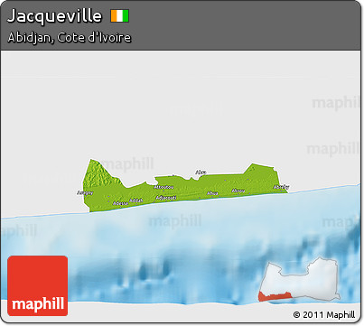 Physical 3D Map of Jacqueville, single color outside
