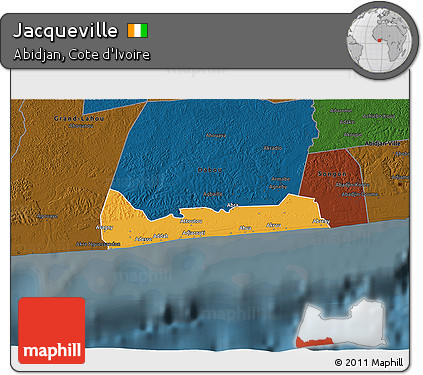 Political 3D Map of Jacqueville, darken