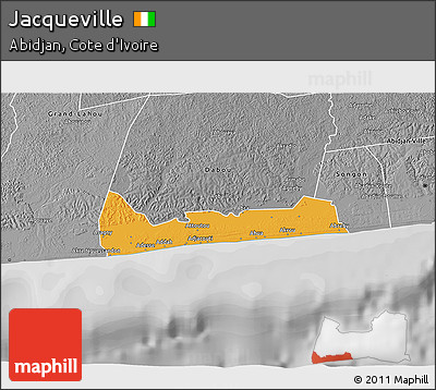 Political 3D Map of Jacqueville, desaturated