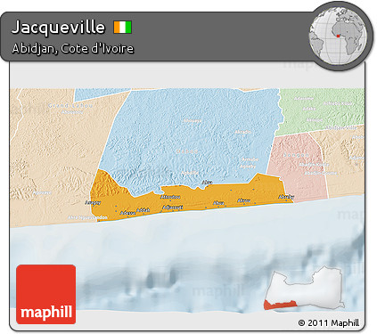 Political 3D Map of Jacqueville, lighten