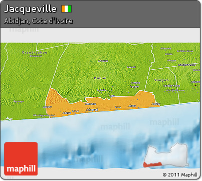 Political 3D Map of Jacqueville, physical outside
