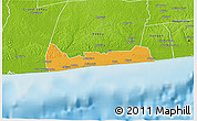Political 3D Map of Jacqueville, physical outside