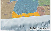 Political 3D Map of Jacqueville, semi-desaturated