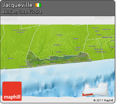 Satellite 3D Map of Jacqueville, physical outside