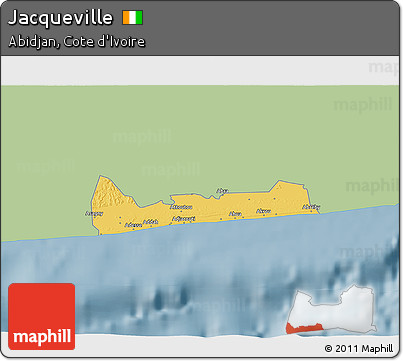 Savanna Style 3D Map of Jacqueville, single color outside