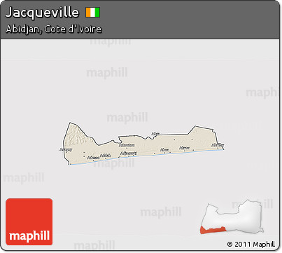 Shaded Relief 3D Map of Jacqueville, cropped outside
