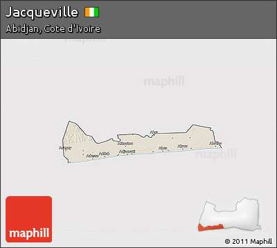 Shaded Relief 3D Map of Jacqueville, cropped outside