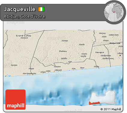 Shaded Relief 3D Map of Jacqueville