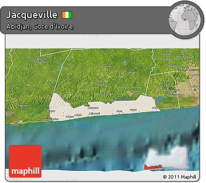 Shaded Relief 3D Map of Jacqueville, satellite outside