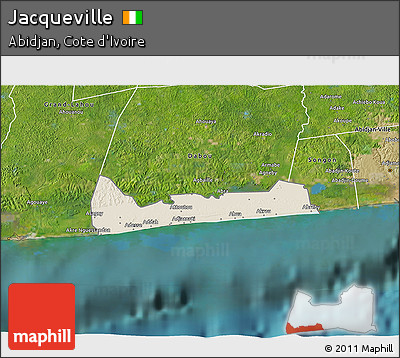 Shaded Relief 3D Map of Jacqueville, satellite outside