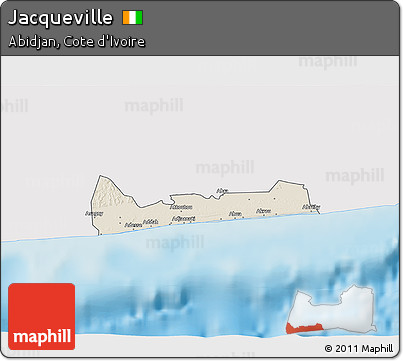 Shaded Relief 3D Map of Jacqueville, single color outside