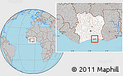 Gray Location Map of Jacqueville, highlighted country, within the entire country