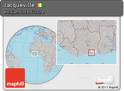 Gray Location Map of Jacqueville, highlighted parent region, within the entire country