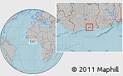 Gray Location Map of Jacqueville, hill shading