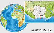 Physical Location Map of Jacqueville, highlighted country, within the entire country