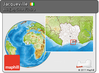 Physical Location Map of Jacqueville, highlighted country, highlighted parent region, within the entire country