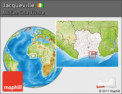 Physical Location Map of Jacqueville, highlighted country, highlighted parent region, within the entire country