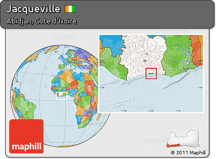 Political Location Map of Jacqueville, highlighted country