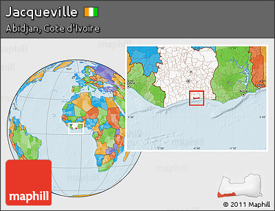 Political Location Map of Jacqueville, highlighted country