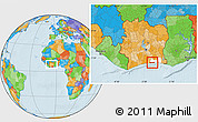 Political Location Map of Jacqueville, highlighted parent region, within the entire country
