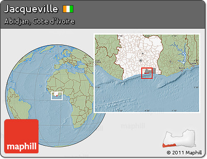 Savanna Style Location Map of Jacqueville, highlighted country, highlighted parent region, hill shading