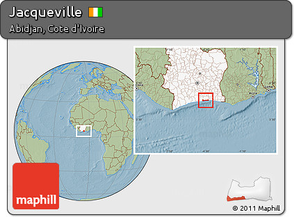 Savanna Style Location Map of Jacqueville, highlighted country, hill shading