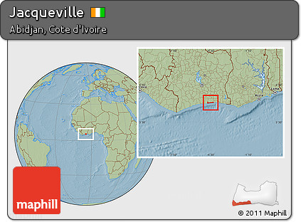 Savanna Style Location Map of Jacqueville, hill shading