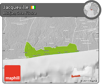 Physical Map of Jacqueville, lighten, desaturated