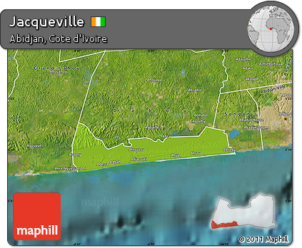 Physical Map of Jacqueville, satellite outside